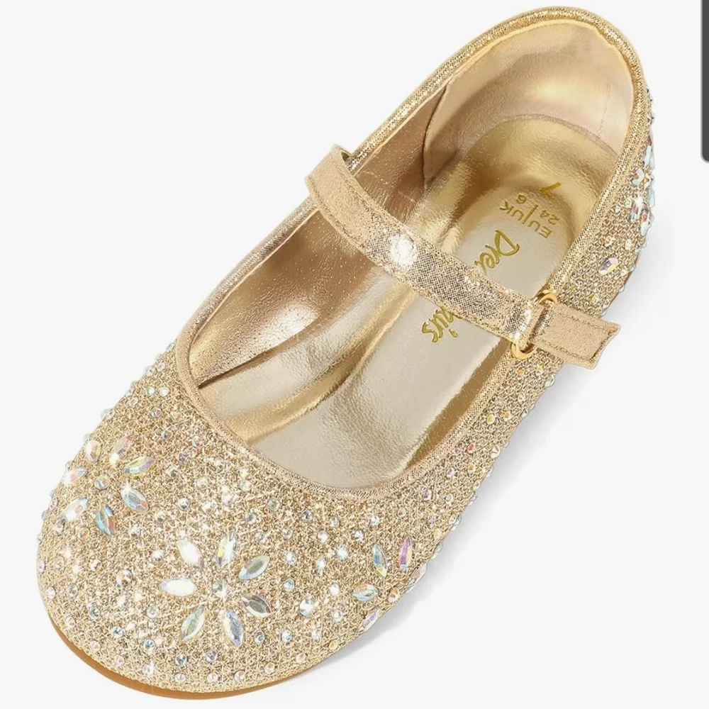 Dream Pairs Glittering Gold  Mary Jane Style Kids Dress Shoes Size 10